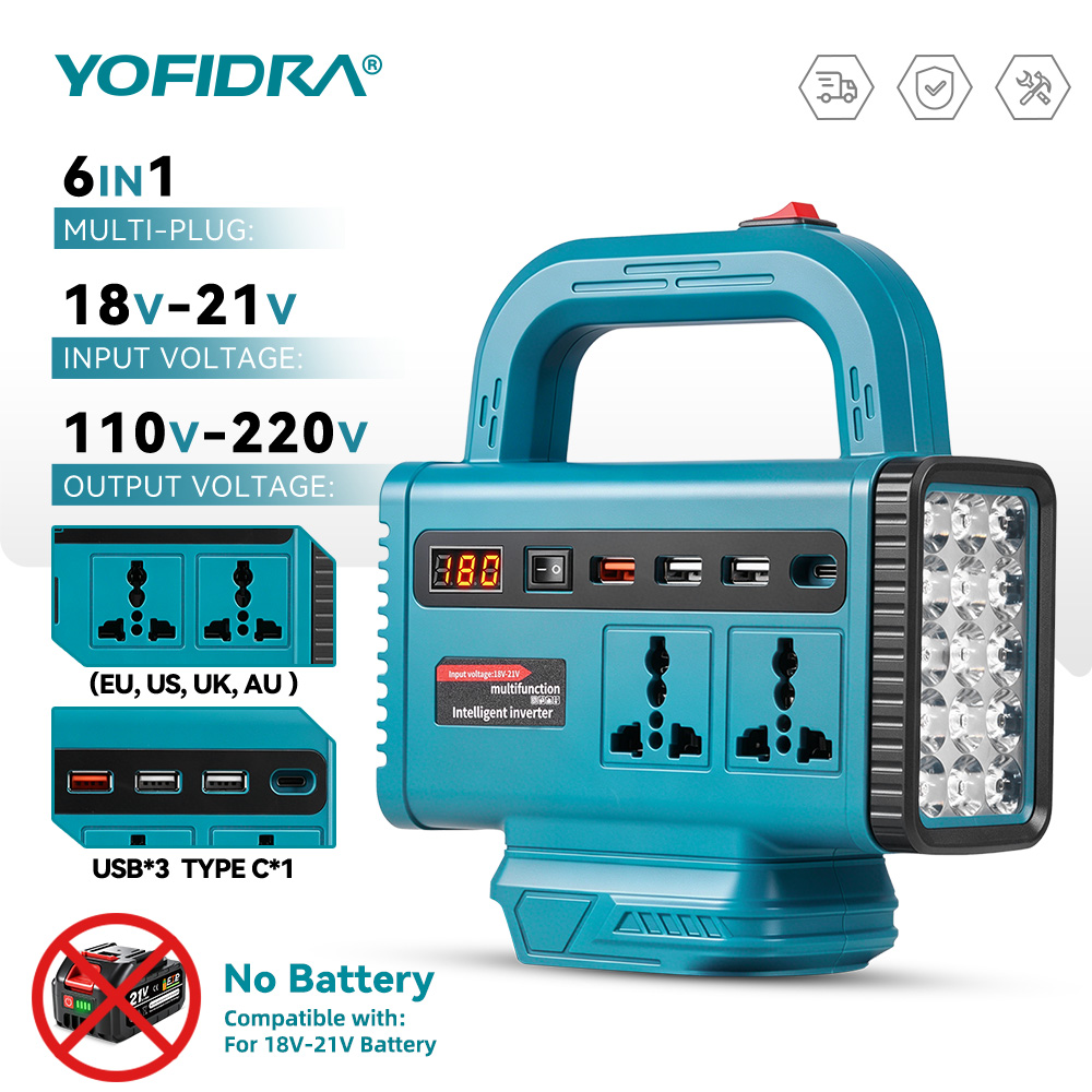 Ac Outdoor Power - อินเวอร์เตอร์พกพา YOFIDRA 220V สำหรับใช้งานกลางแจ้ง พร้อมพอร์ต USB