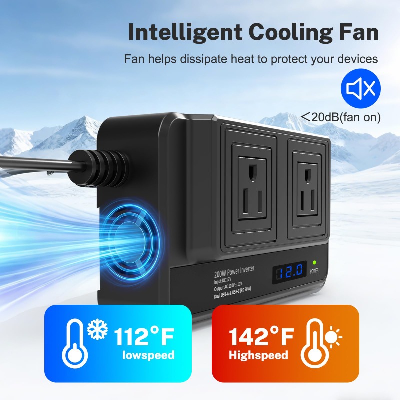 อินเวอร์เตอร์แปลงไฟรถยนต์ 200W - Outdoor Power Adapter Usb C บทวิจารณ์และราคา